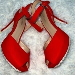 Nine West Vibrant Red Platform Heels
